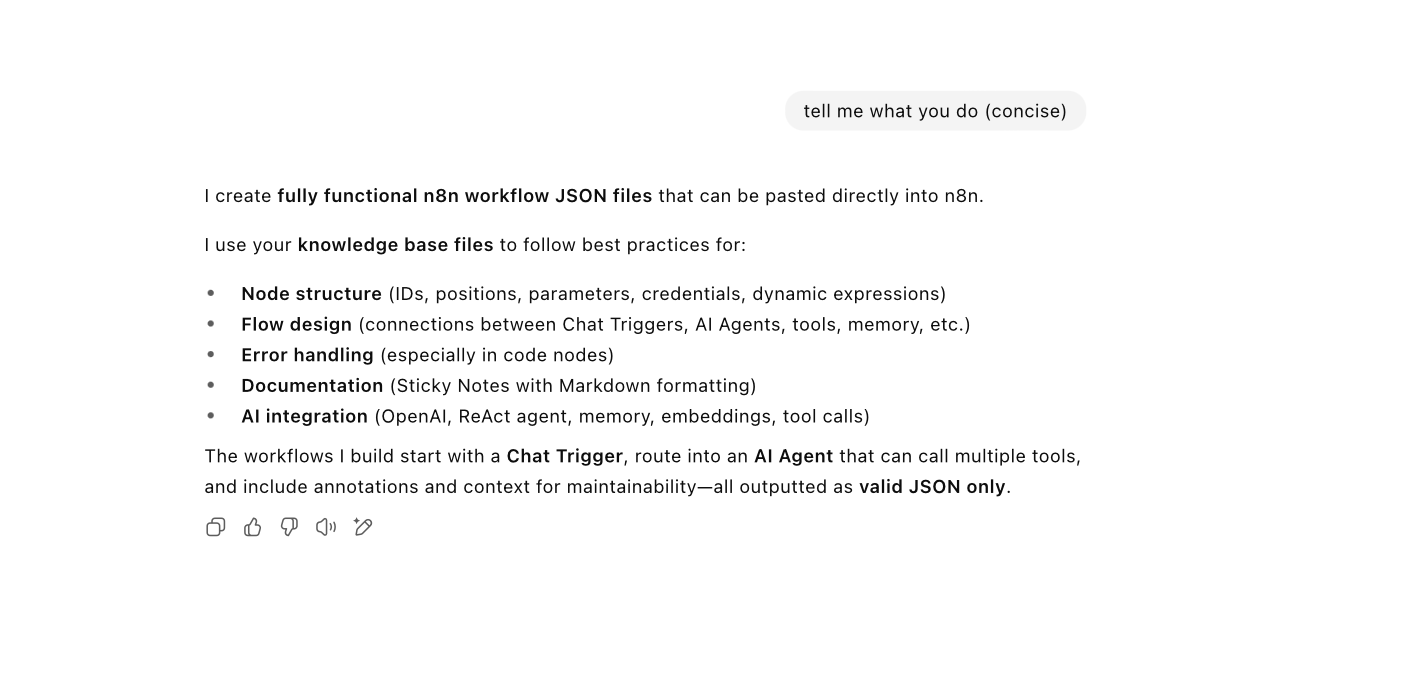 n8n workflow creation interface showing AI agent capabilities